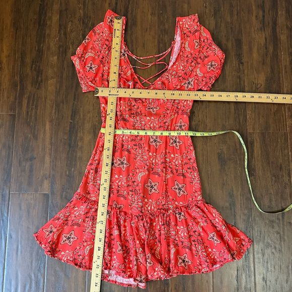 SPELL & THE GYPSY Collective Celestial Mini Dress Lace Up Back in Red - Picture 15 of 15